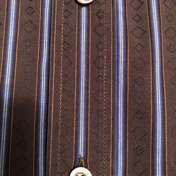 Bugatchi uomo Shirt Mens Large Blue Brown Striped Cotton Button Up Long Sleeve - Picture 3 of 10